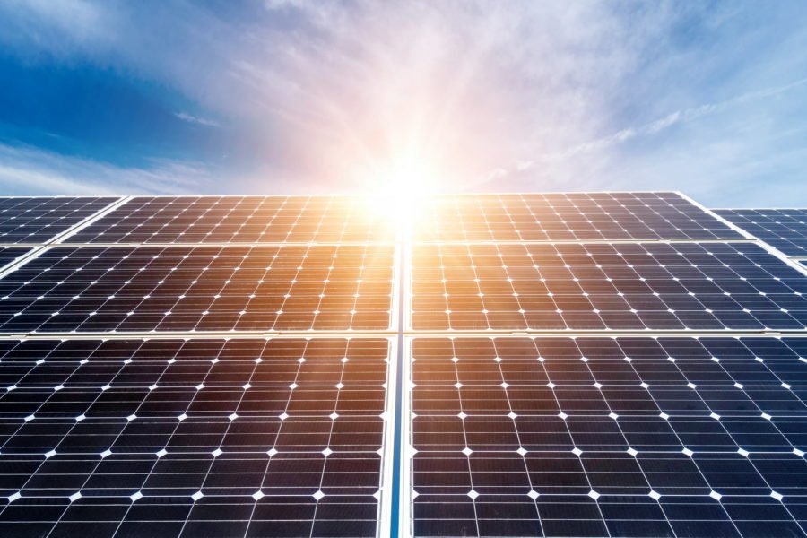 solar panels in the sun