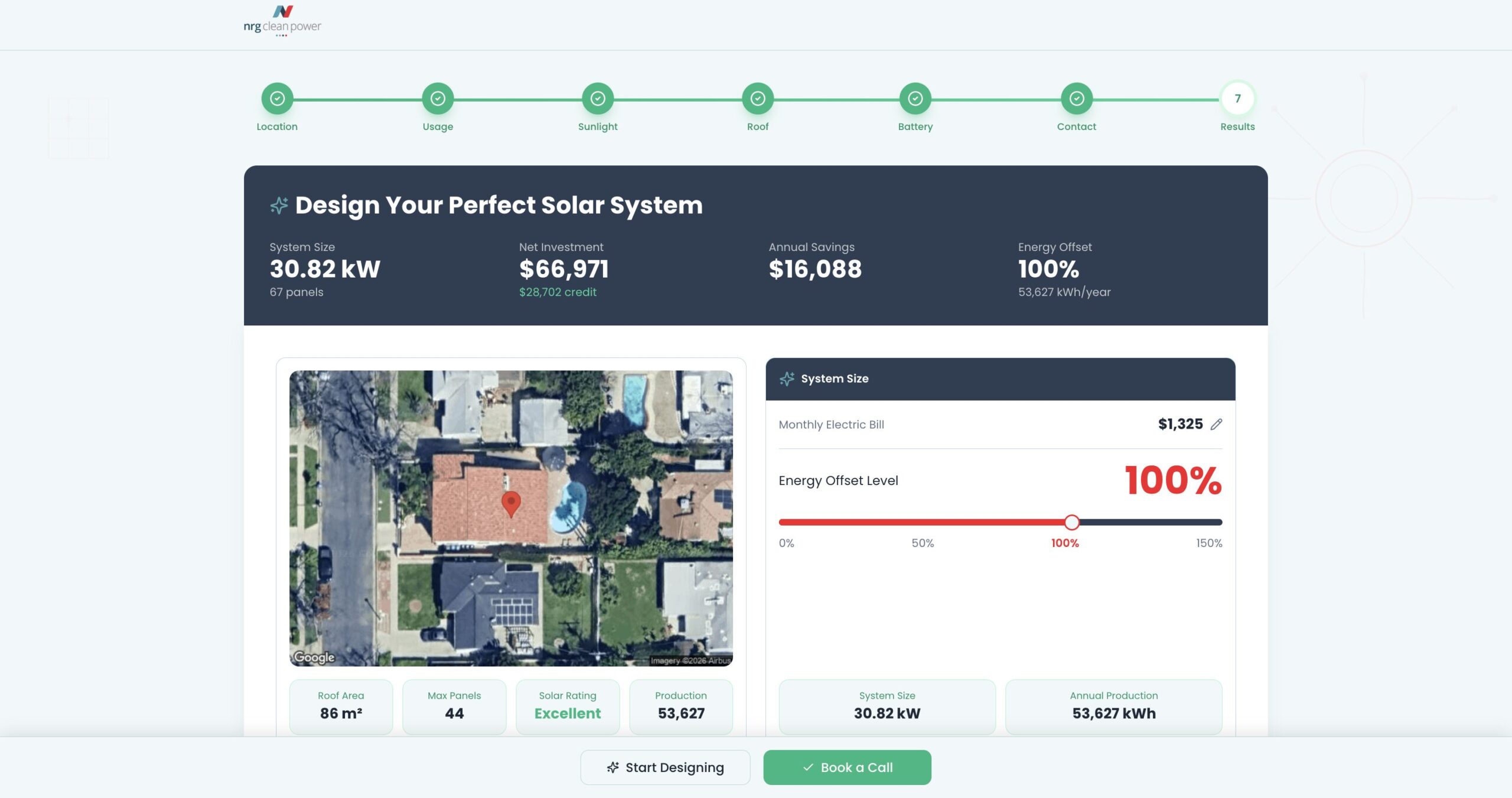 NRG quote tool desktop view