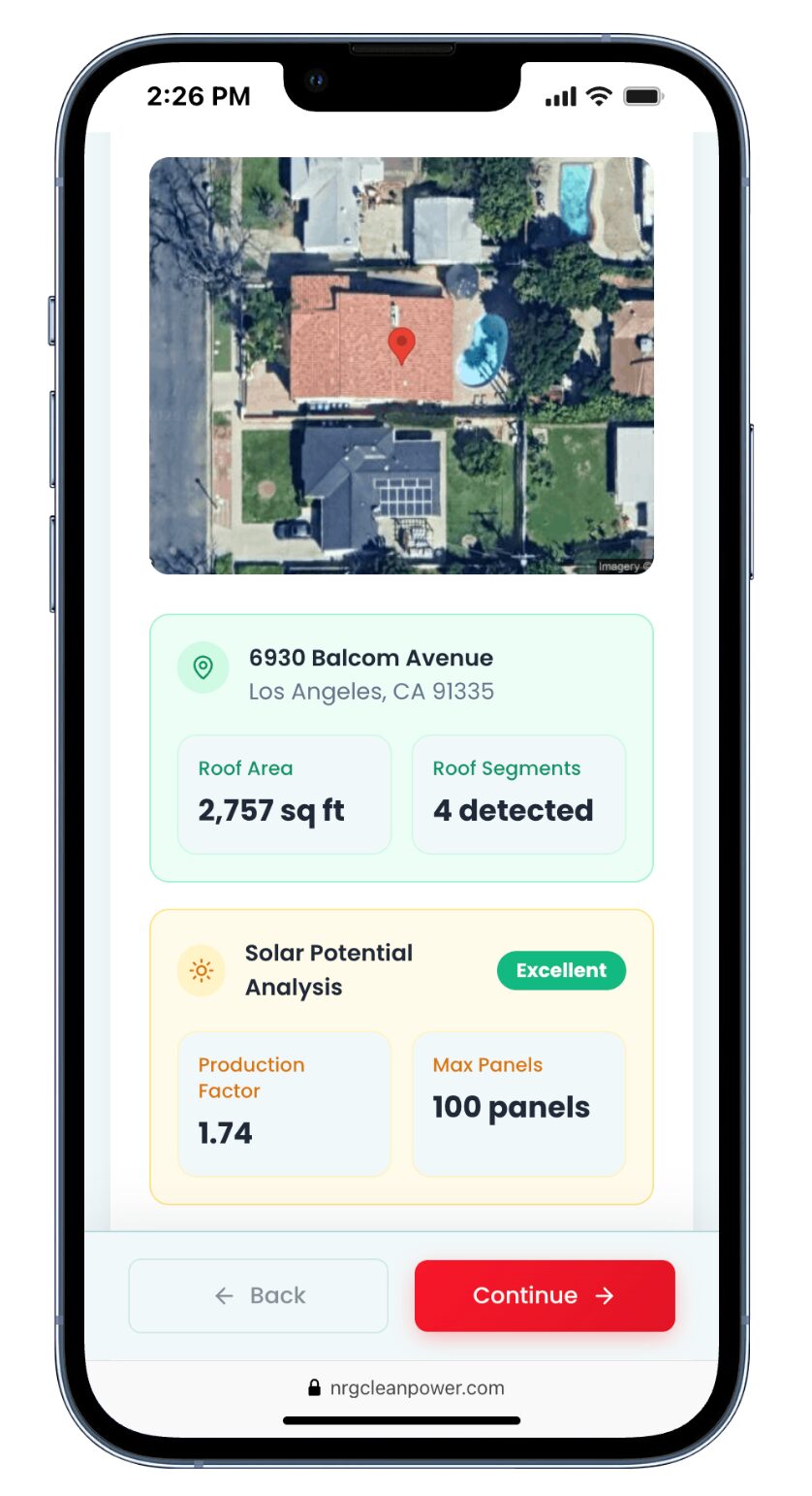 NRG quote tool mobile view