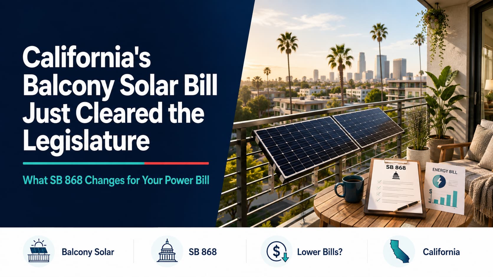 make featured image California's Balcony Solar Bill Just Cleared the Legislature: What SB 868 Changes for Your Power Bill